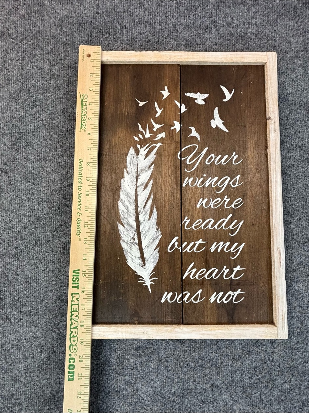 Rustic Wood Memorial Wall Art Sign Your Wings Were Ready My Heart Was Not 14x11 - Picture 11 of 12
